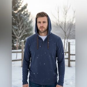 NWT Weatherproof Dark Blue Hoodie with Brown Accents